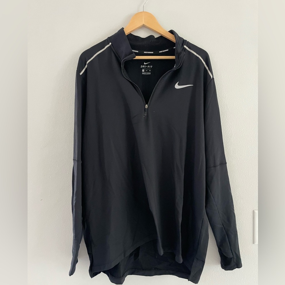 Mens Nike Black 1/4 Zip Pullover Running Sweater